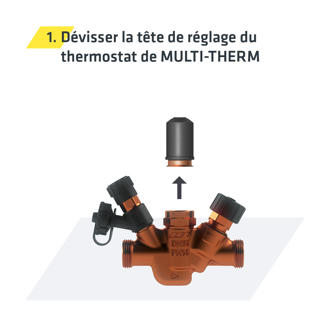 Passage à MULTI-THERM PRO – Vue Dévisser la tête de réglage du thermostat de MULTI-THERM | Groupe Kemper