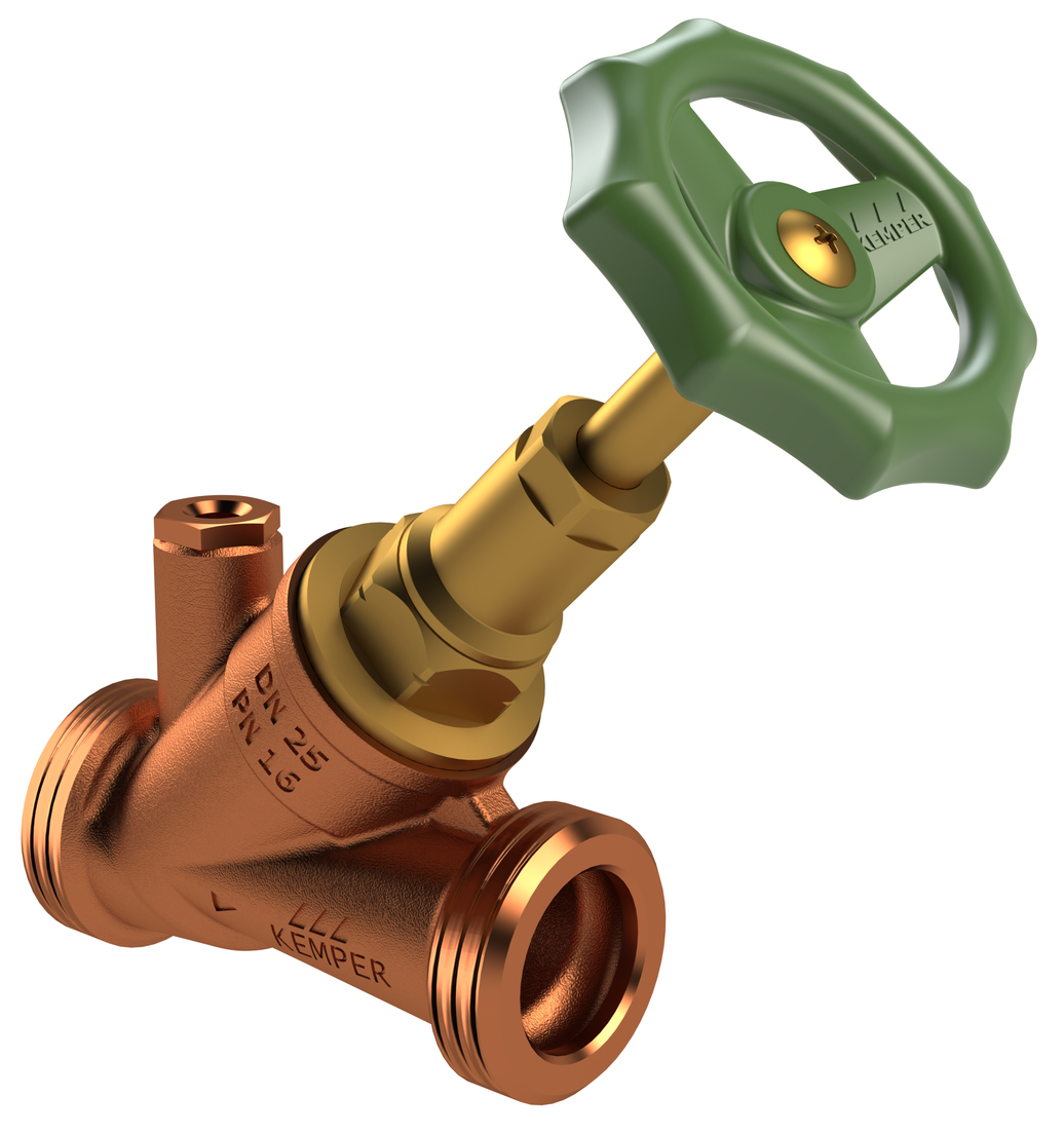 STANDARD stop valve, with plugged drain port, union thread, figure 174 2G