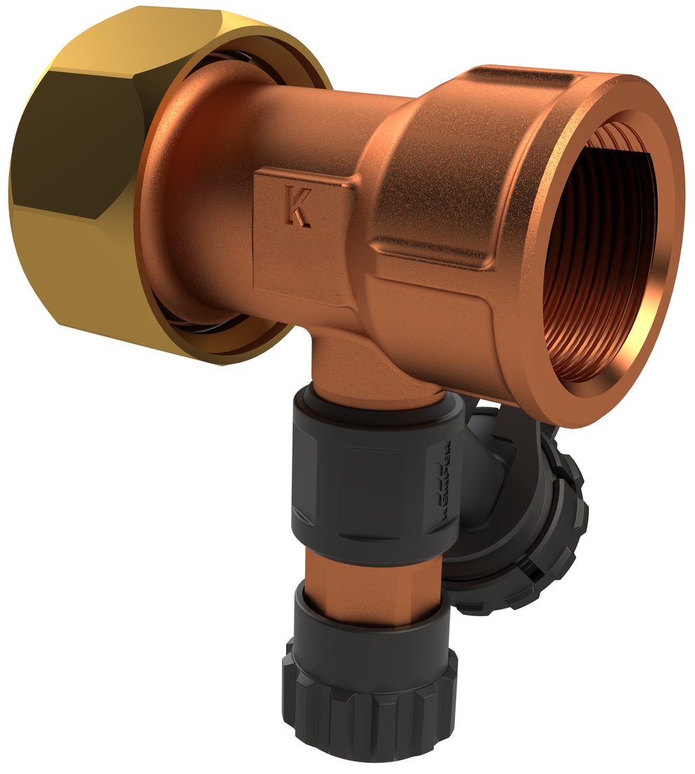 gunmetal union connector, union nut, FPT, with drain valve, figure 476 07