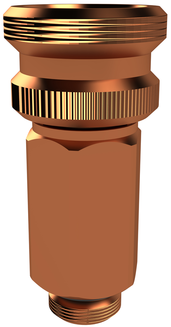 Ligeløbende tømmeventil i rødgods, for tilslutning af termometer, Figur J7109 150 00