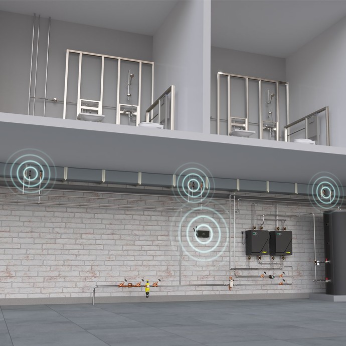 Immagine delle valvole di controllo digitali Multi-Therm-Pro che comunicano tra loro via radio | Kemper Group
